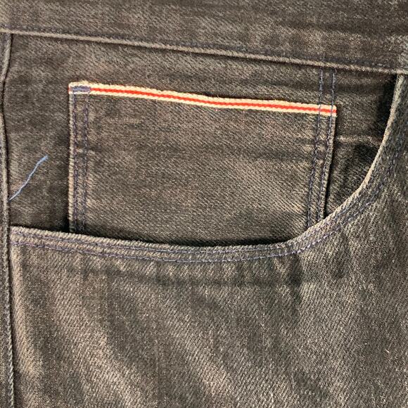 3 X 1 Size 34 Black Orange Heather Cotton Straight Selvedge Jeans - Picture 2 of 9